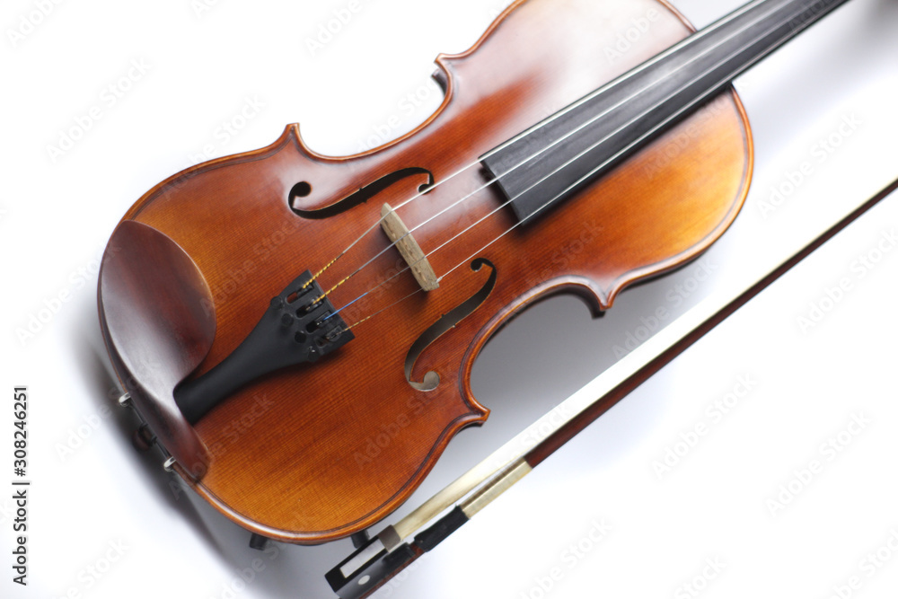 violin isolated on a white background, copy space violin isolated on a white background, copy space