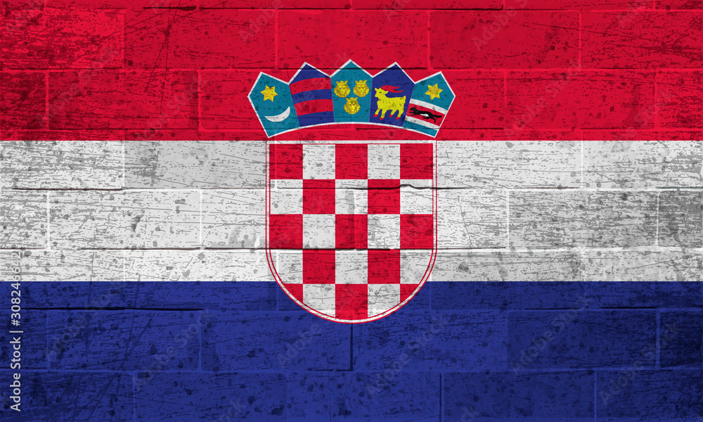 Flag of Croatia on old brick wall background
