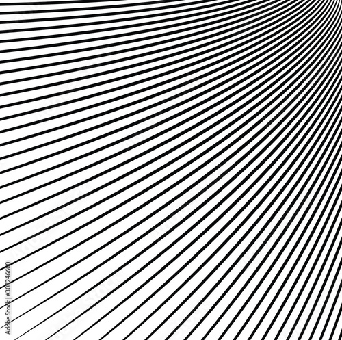 Digital image with a psychedelic stripes Wave design black and white. Optical art background. Texture with wavy, curves lines. Vector illustration