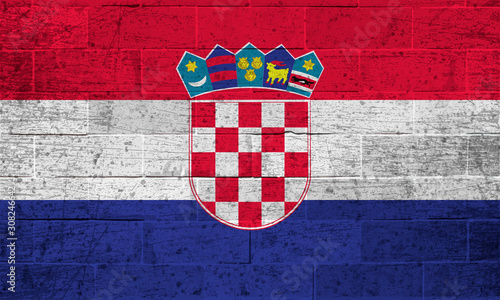 Flag of Croatia on old brick wall background