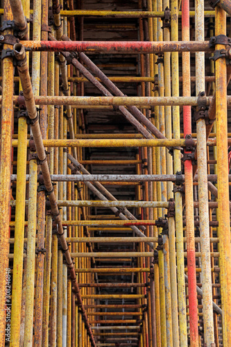 Scaffolding steel pipe at a construction site