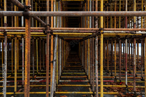 Scaffolding steel pipe at a construction site