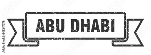 Abu Dhabi ribbon. Black Abu Dhabi grunge band sign
