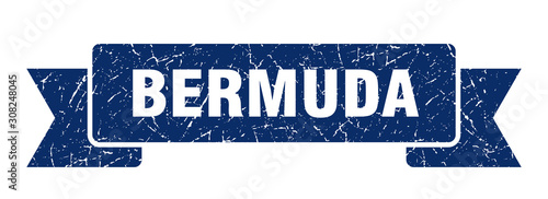 Bermuda ribbon. Blue Bermuda grunge band sign