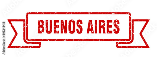 Buenos Aires ribbon. Red Buenos Aires grunge band sign