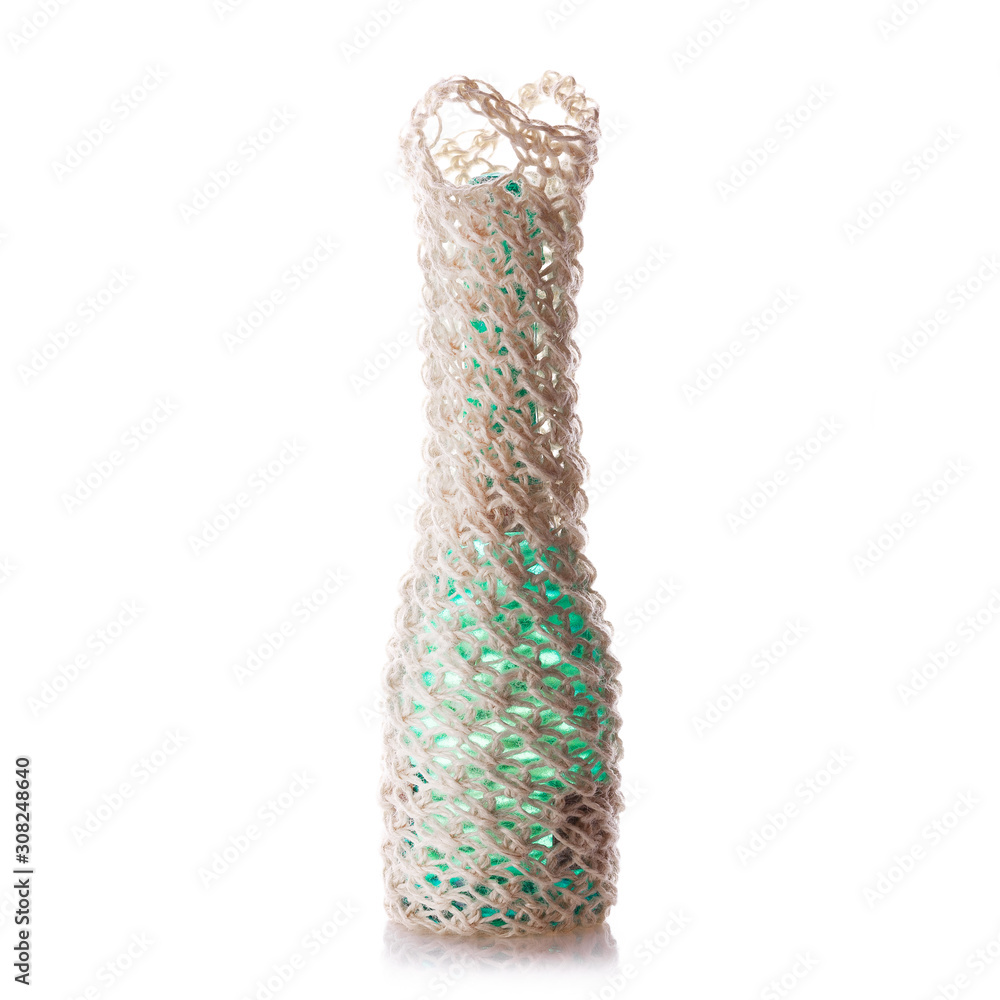 Handmade colored knitted eco bags of hemp thread. Handmade colored knitted eco bags of hemp thread.