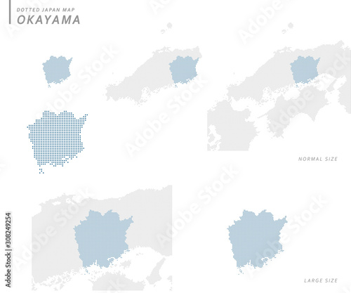 dotted Japan map, Okayama