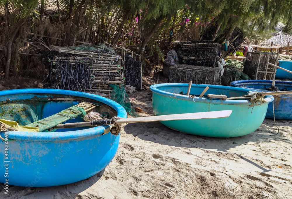 Vietnamese Basket Boat on the Beach Vietnamese Basket Boat on the Beach