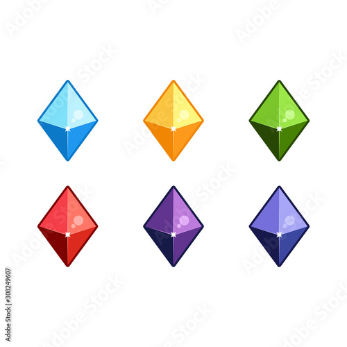 Free Download Colorful gems set. fantasy jewelry gems, stone for game. Vector illustration. - GFXLoad
