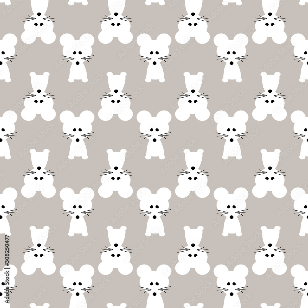 Seamless pattern with white rat mice as a symbol of the new 2020 year. vector Seamless pattern with white rat mice as a symbol of the new 2020 year. vector