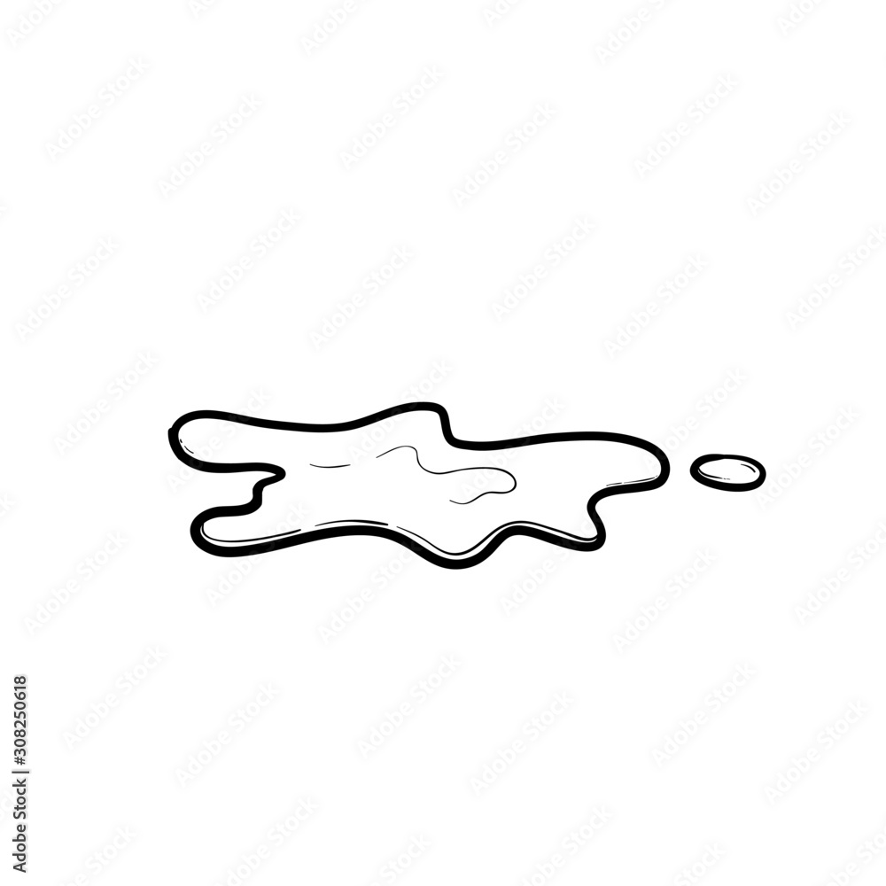 Water spill vector illustration with hand drawn doodle cartoon style