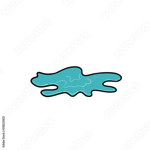 Water spill vector illustration with hand drawn doodle cartoon style isolated on white background