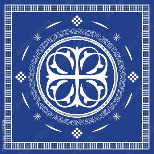 Georgian traditional ornaments. Vector Ornament With Caucasian Motifs. Persian colored carpet.Vector, Illustration.  Rich ornament for fabric design, handmade, interior decoration