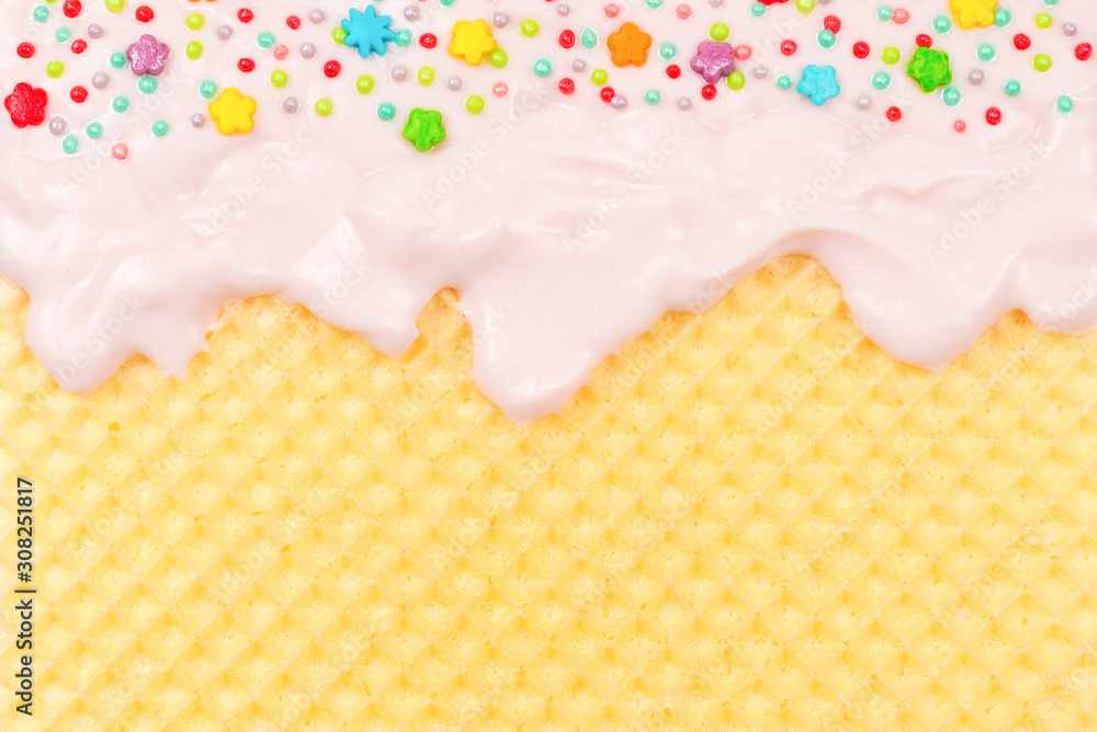 Sweet waffle background with cream. Sweet waffle background with cream.