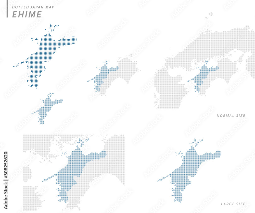 dotted Japan map, Ehime