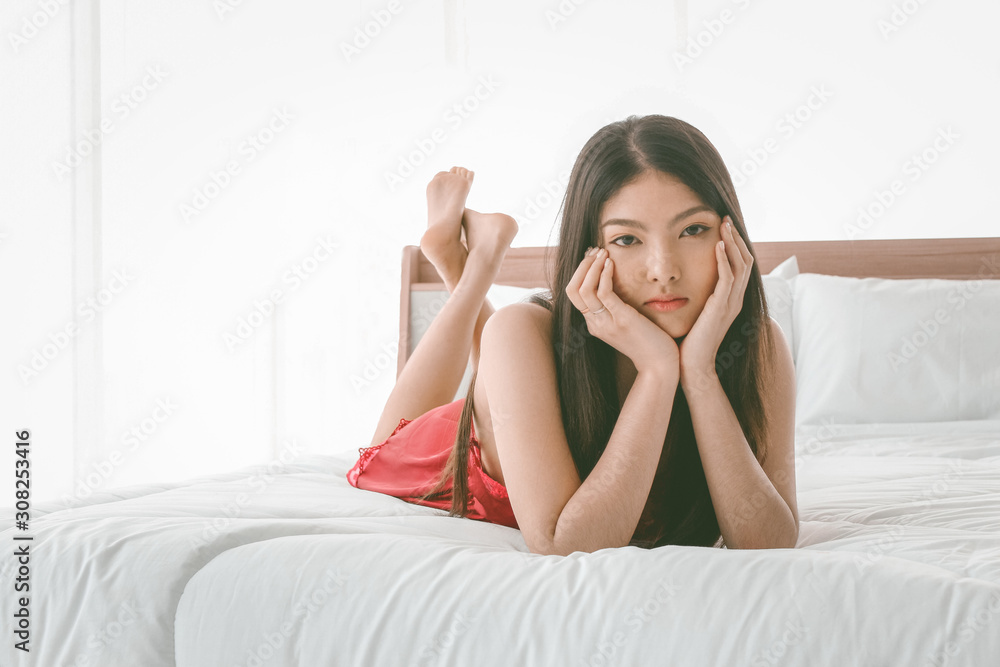 Beautiful asian woman on bedroom background textures concept. Beautiful asian woman on bedroom background textures concept.