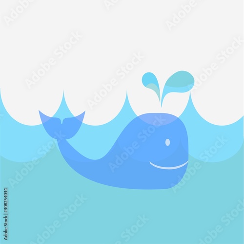 blue whale design background illustration vector wil