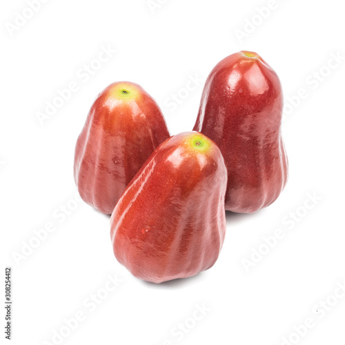 Fresh Red rose apple, java apple, Syzygium isolated on white background