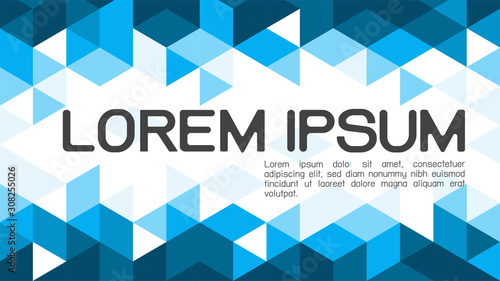 Abstract gradient blue background with mixed geometric and modern overlapping on white background, space for text on middle position. Vector illustration