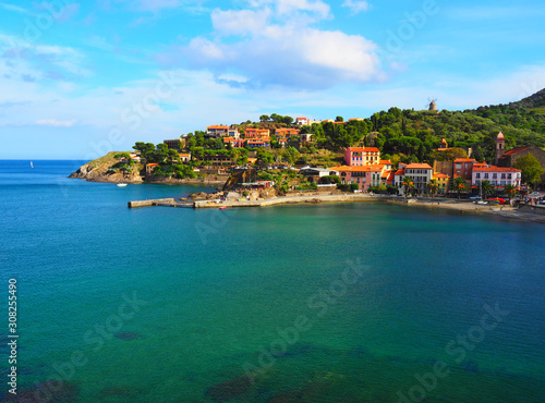 Landscape of the city and the coast in Collioure  France