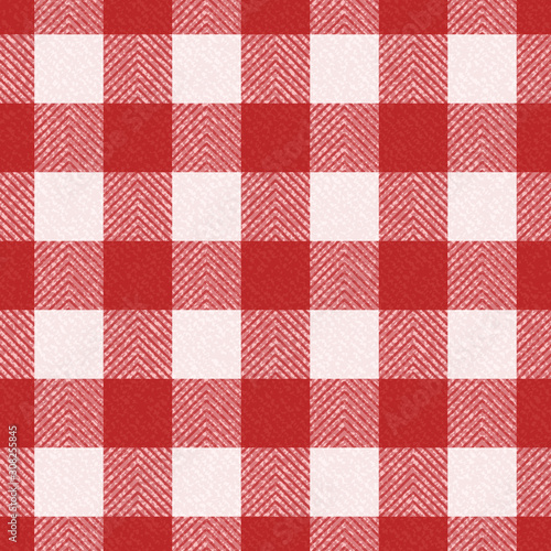 Red Jeans Gingham Seamless Pattern. Traditional Buffalo Check Plaid Pattern. Denim Vector Tablecloth Tartan Plaid Background
