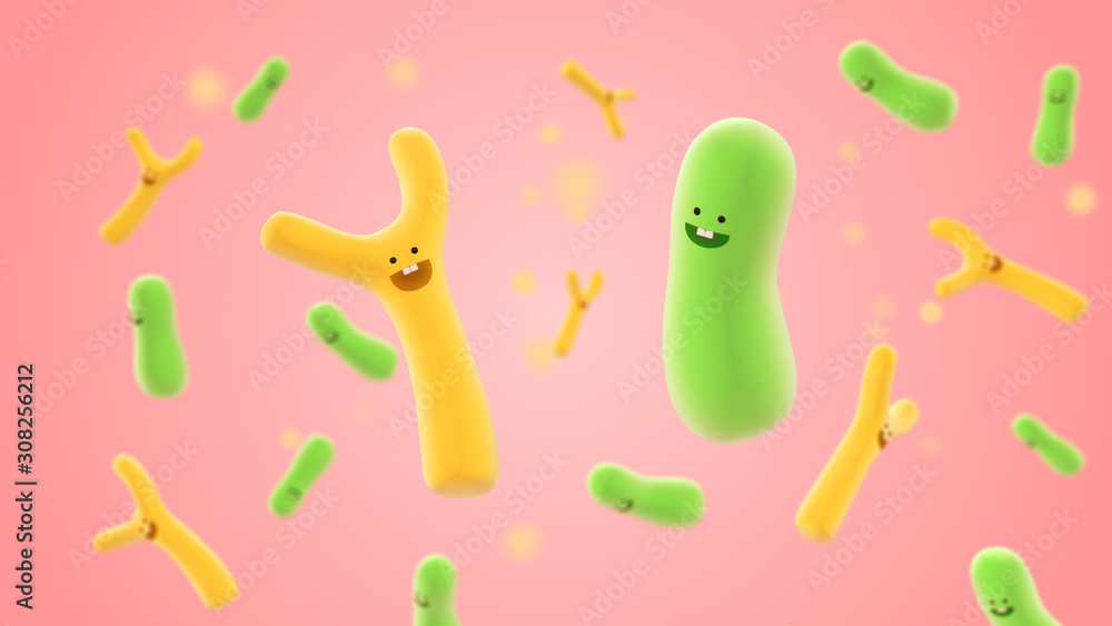 Cartoon shape bifidobacteria Cartoon shape bifidobacteria