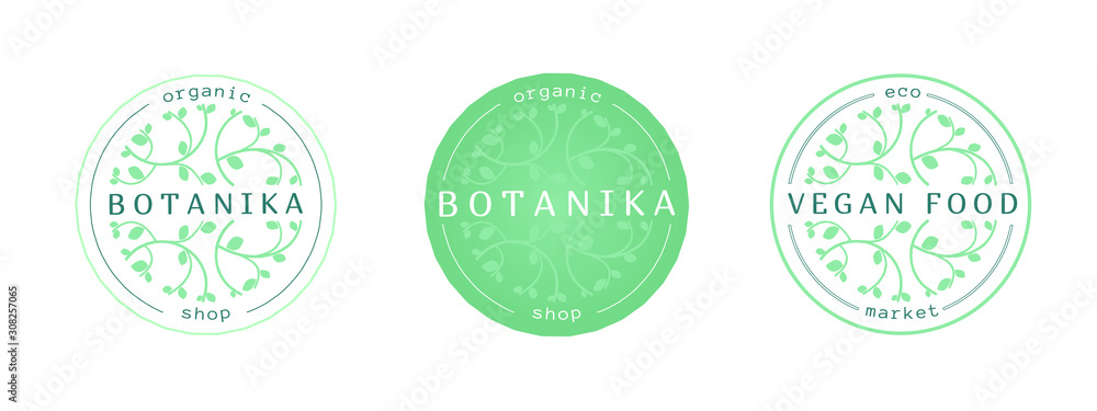 Logo for organic cosmetics store, vegan store.