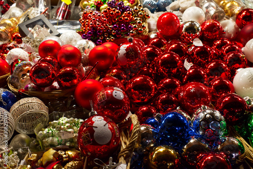 Traditional decorations for christmas tree in the markets of Saint Lucia  Bologna.