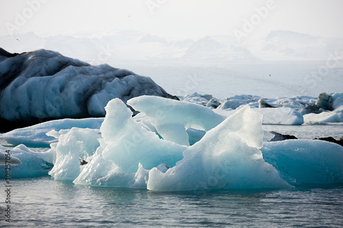 Shiny Icebergs In Glacier Lagoon, Iceland