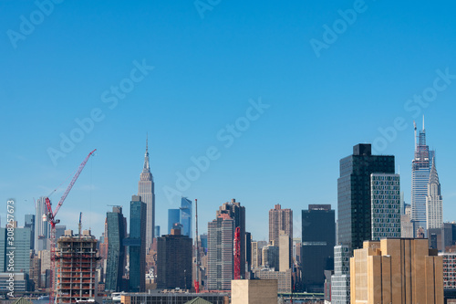Midtown Manhattan Skyline with a Blue Sky