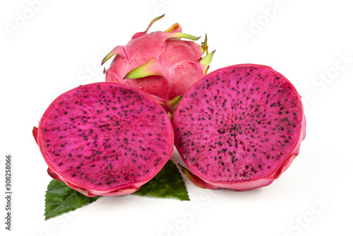 Red Dragon fruit,Pitaya or Pitahaya isolated on a white background, fruit healthy concept