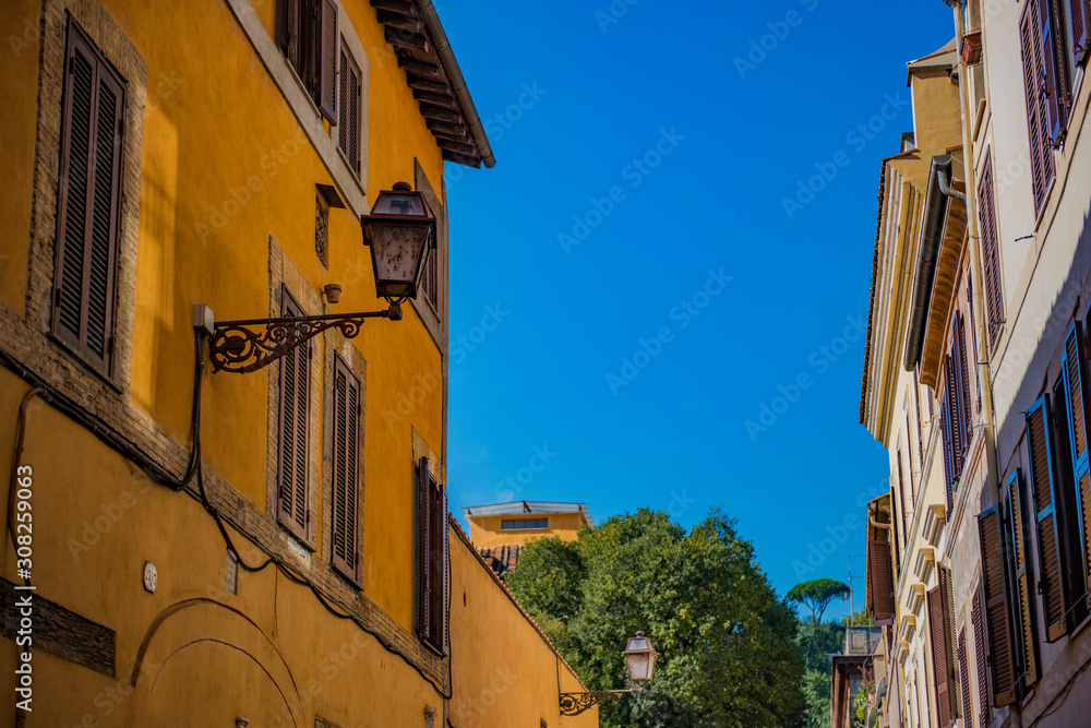 Old architecture and colorful landscape in Rome