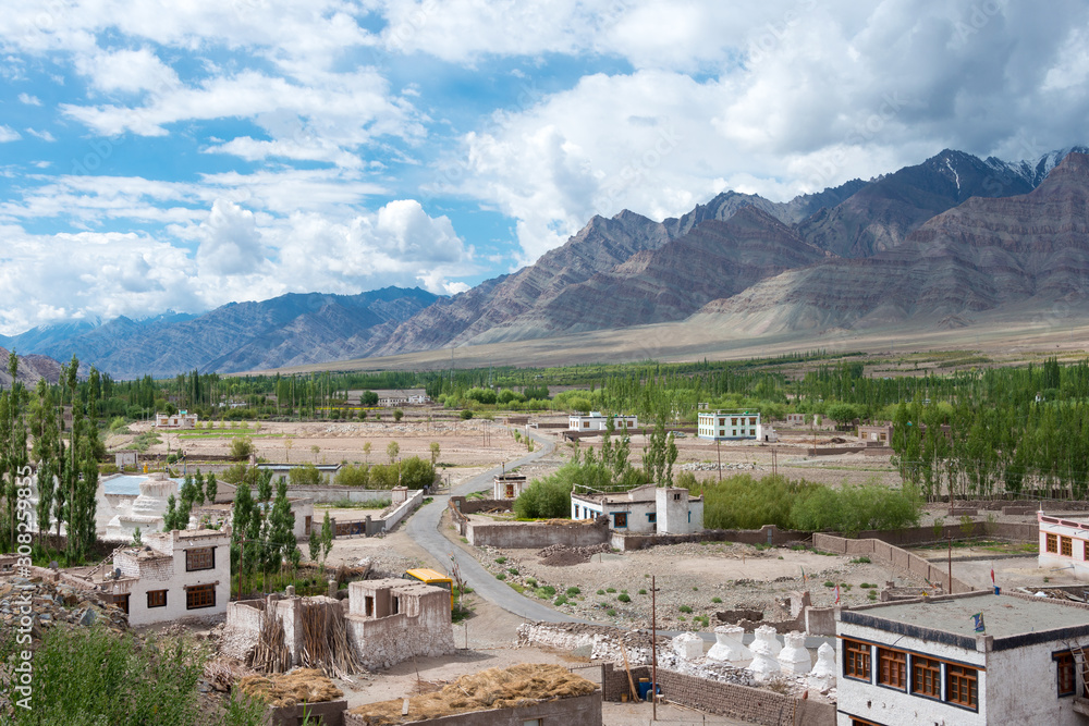 Ladakh, India - Jul 06 2019 - Beautiful scenic view from Stakna Village in Ladakh, Jammu and Kashmir, India. Ladakh, India - Jul 06 2019 - Beautiful scenic view from Stakna Village in Ladakh, Jammu and Kashmir, India.