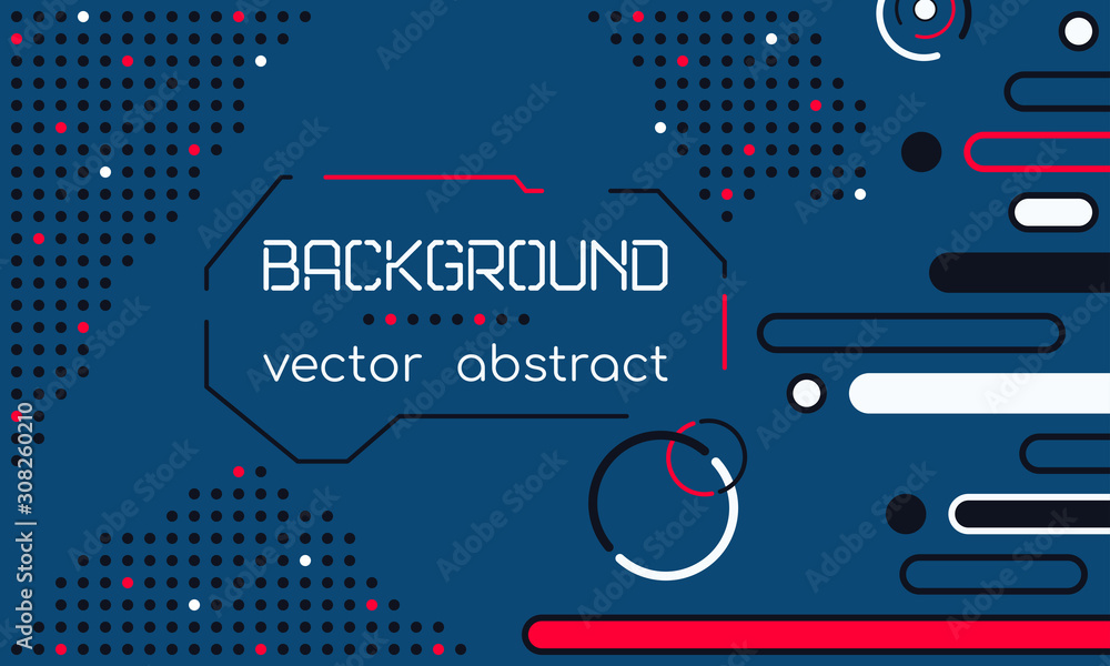 Vector abstract geometric background in blue tones. With bright red accents. Suitable for the design of websites, banners, posters.