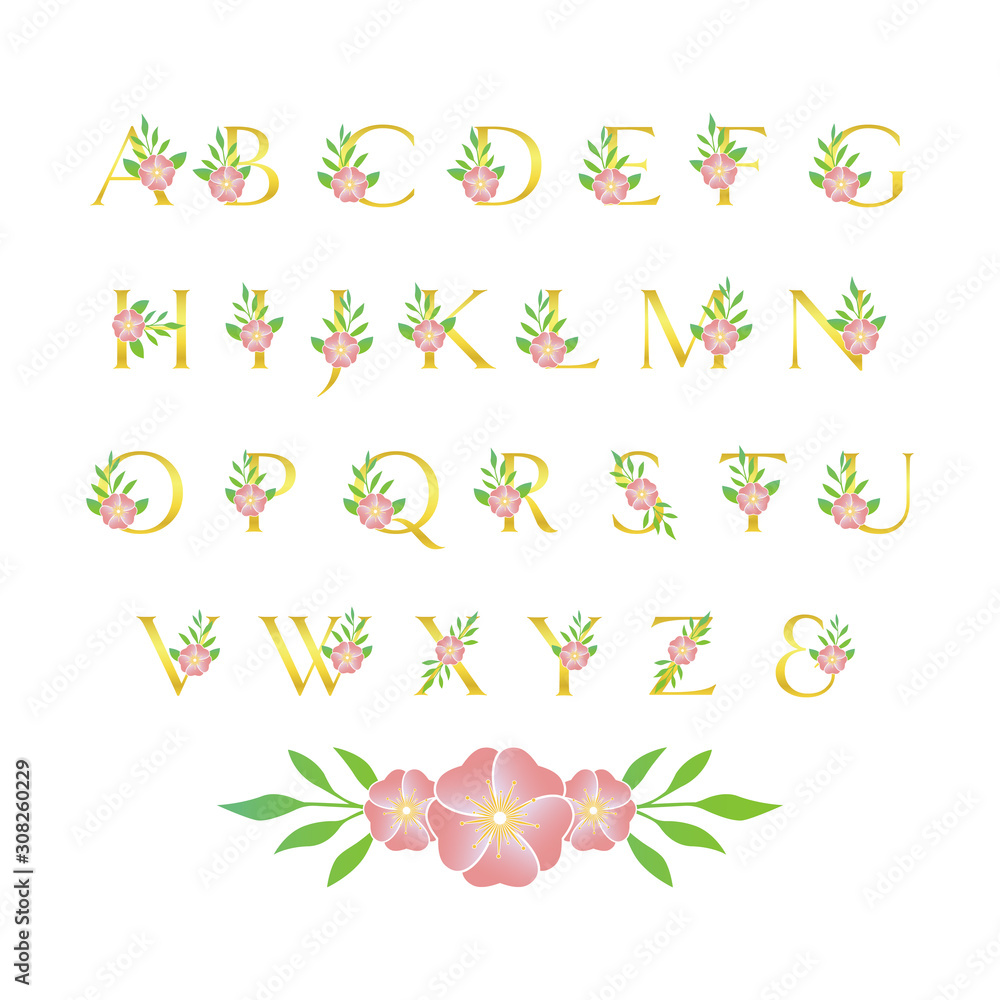 Flower font alphabet wedding Flower font alphabet wedding