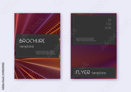 Black cover design template set. Orange abstract l