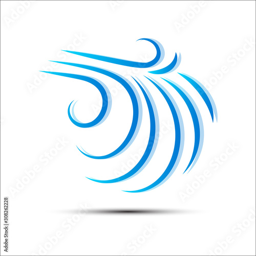 Vector illustration of wind icon isolated on white.