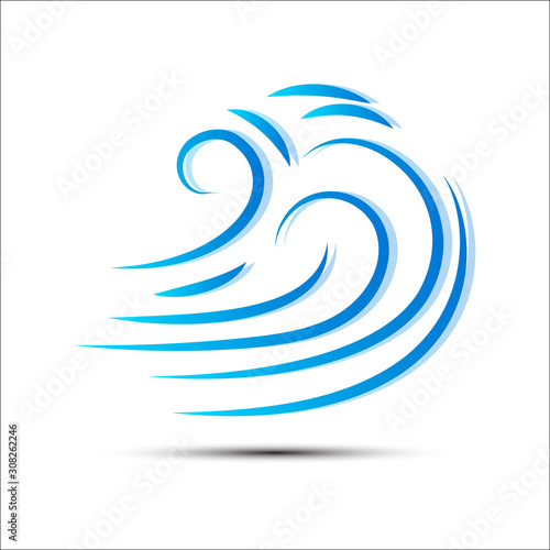 Vector illustration of wind icon isolated on white.