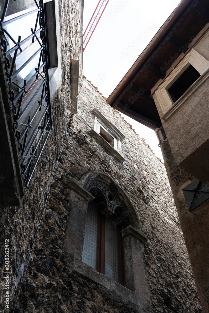 Perspective detail of ancient medieval buildings Perspective detail of ancient medieval buildings