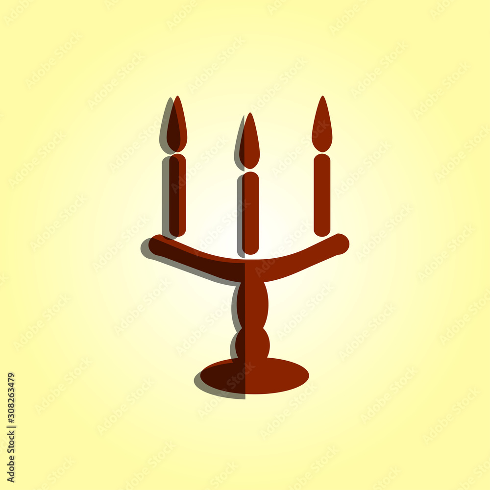 Candlestick icon. Brown textures. Illustration can be used in the brochures, advertisements, banners. Shadow. Text: candle icon. Candlestick icon. Brown textures. Illustration can be used in the brochures, advertisements, banners. Shadow. Text: candle icon.