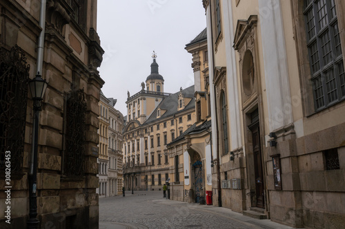 Fototapeta Naklejka Na Ścianę i Meble -  Old Historical Buildings on the streets in Wroclaw city, Poland