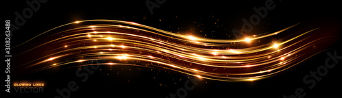 Futuristic wave Flash. Magic sparks. Mystical shine streaks. Empty place. Abstract background. Neon wind lines. Glow effect. Beautiful light. Glint cosmic rays. Power energy. Vector. EPS10