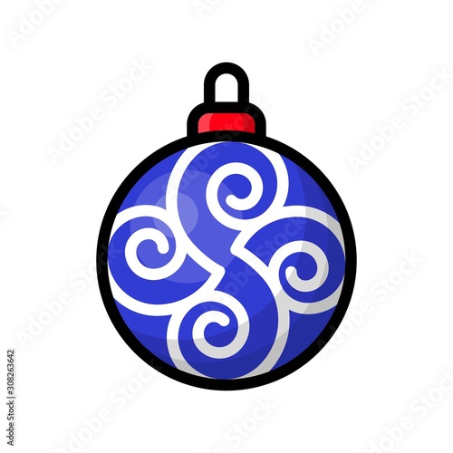 Cute Christmas ball, isolated on white background