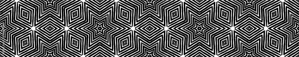 Dark black and white Seamless Border Scroll. Geome Dark black and white Seamless Border Scroll. Geome