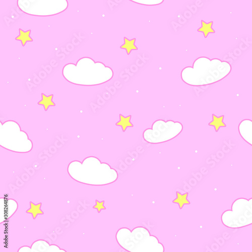 adorable baby pink sky seamless pastel pattern