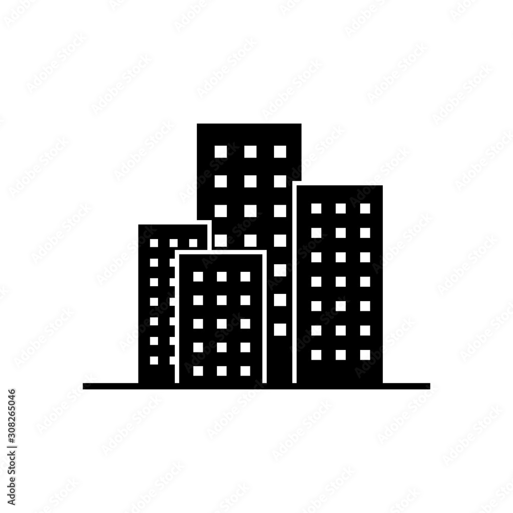 Fototapeta premium Building icon, logo isolated on white background. Skyscraper, office center, high-rise buildings