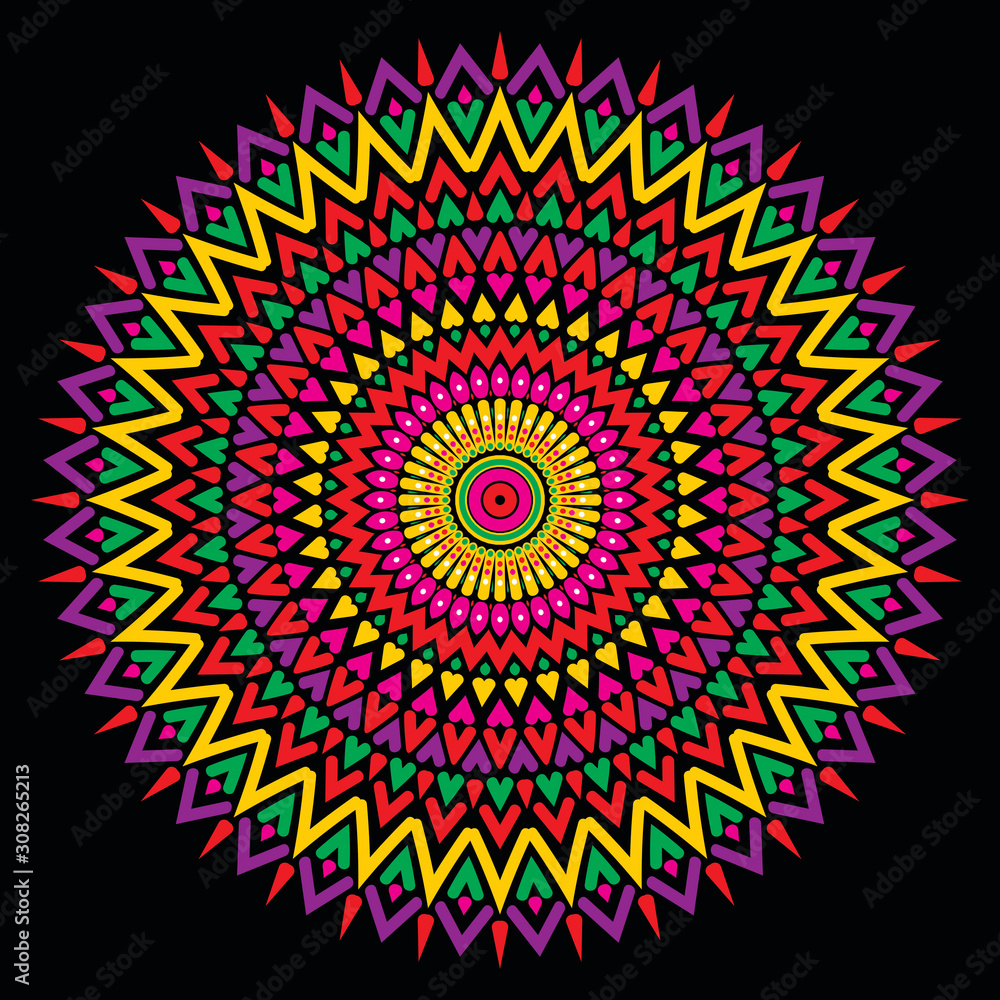 Abstract mandala graphic design decorative elements isolated on black color background for ancient geometric concepts Abstract mandala graphic design decorative elements isolated on black color background for ancient geometric concepts