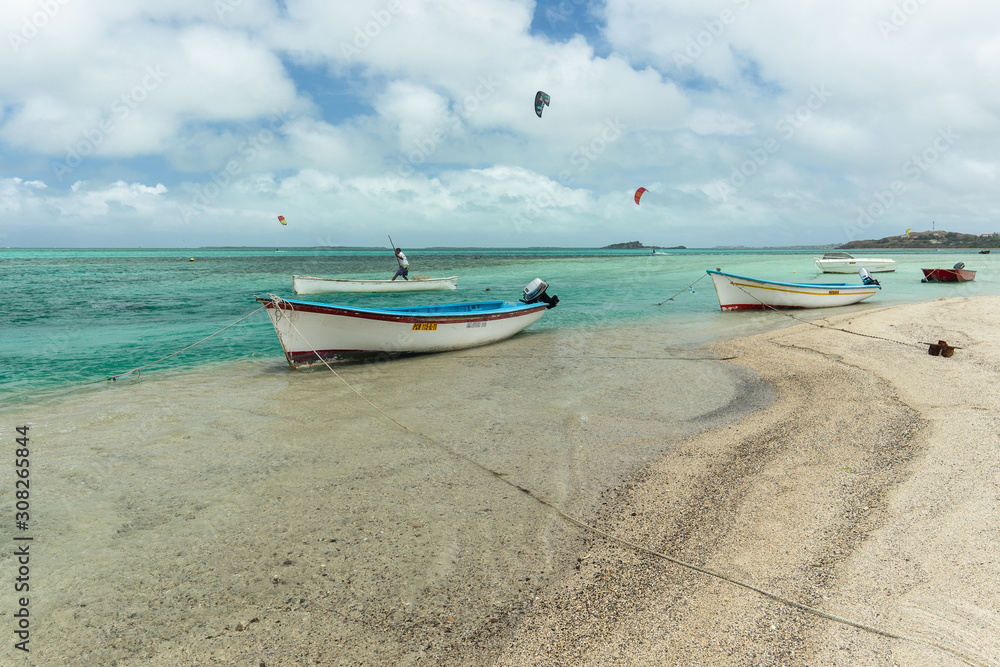 Plage de sable blanc, île de Rodrigues, océan indien