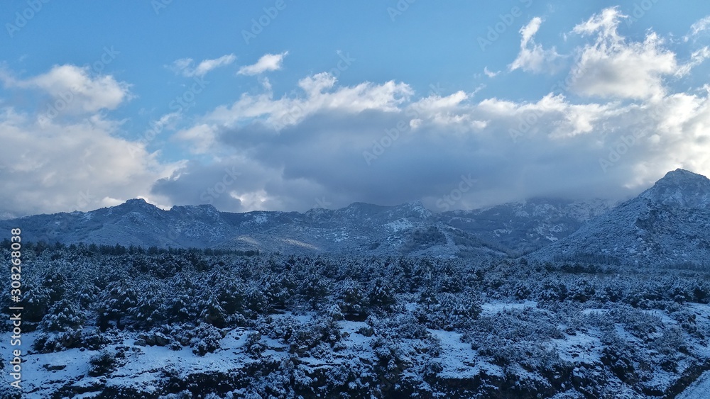  clouds over snowy mountains