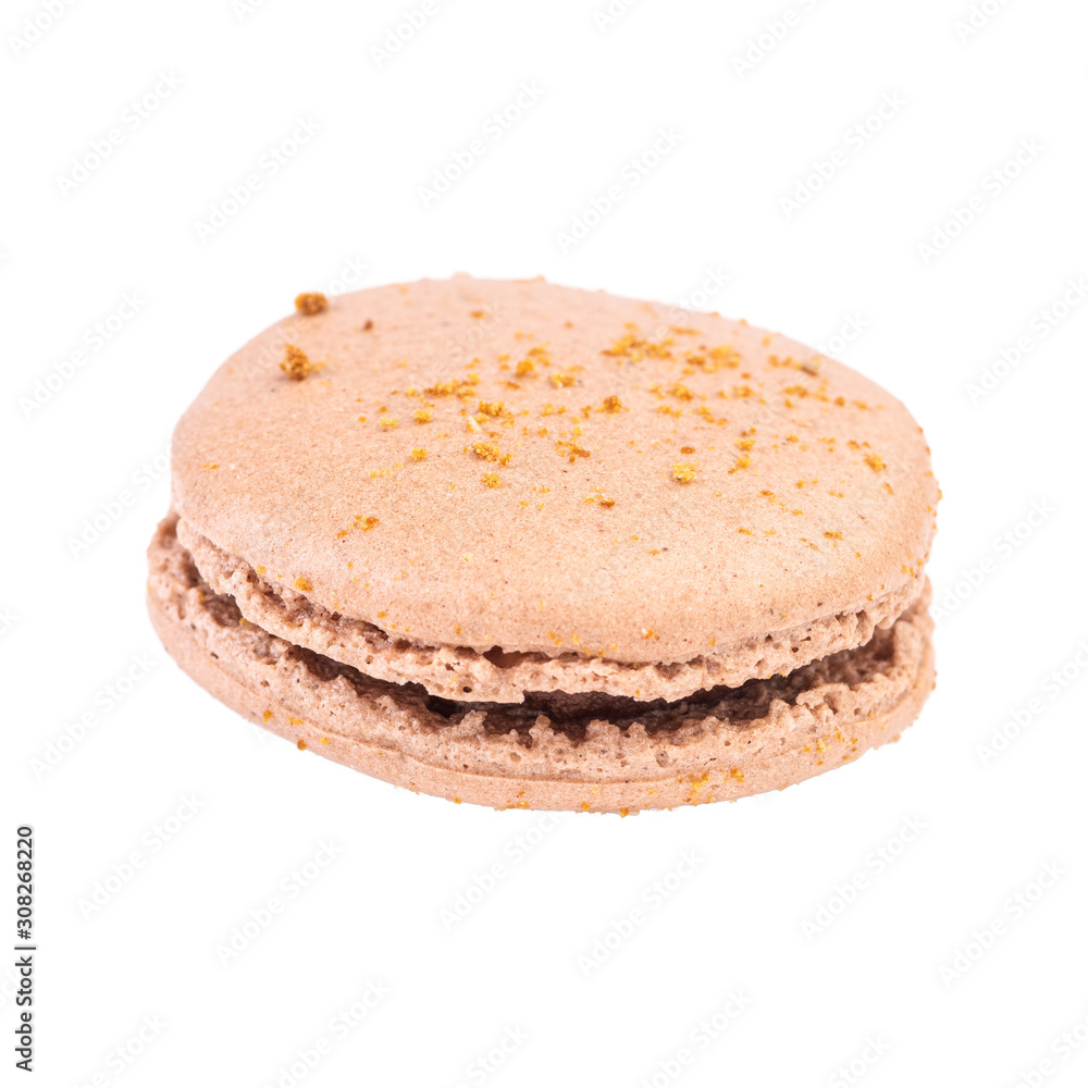 Single Macaroon Cookie. Detailed Close Up Studio Shoo Isolated on White Background Single Macaroon Cookie. Detailed Close Up Studio Shoo Isolated on White Background